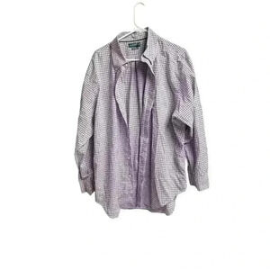 Lauren Ralph Lauren Classic Fit Non-Iron Button Up Shirt Pink Blue White Plaid